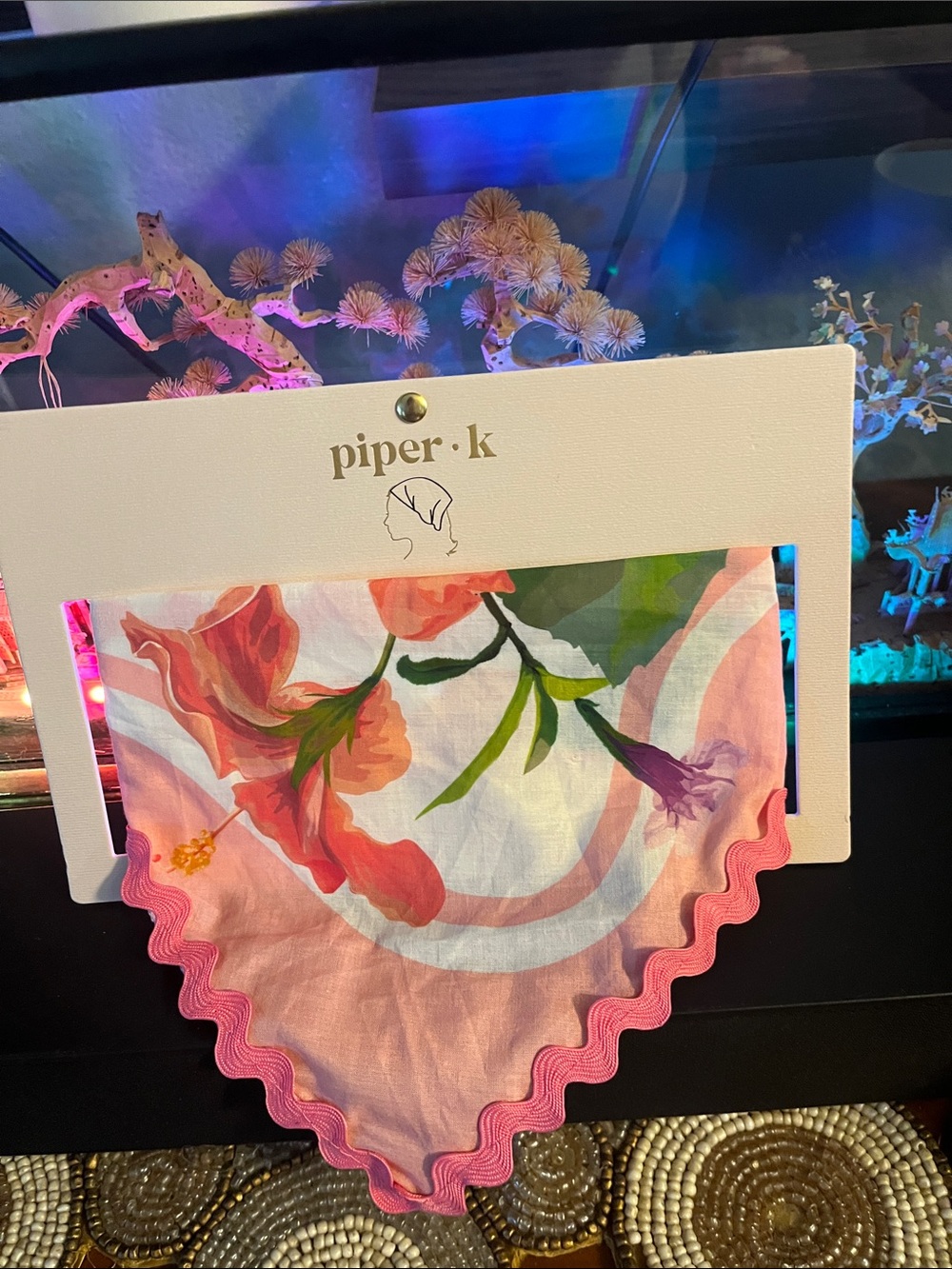 Piper Pink Floral Scallop-Edged Kids Bandana